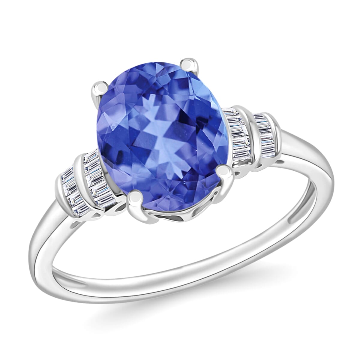 Luxoro Premium Tanzanite and G-H I2 Diamond 3.77 ctw Ring in 10K White Gold (Size 4.5) image number 0
