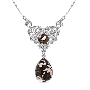 Peanut Wood Jasper 19.25 ctw Necklace in Stainless Steel 18 Inches