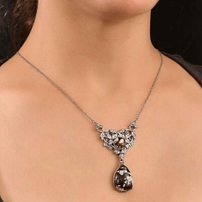 Peanut Wood Jasper 19.25 ctw Necklace in Stainless Steel 18 Inches