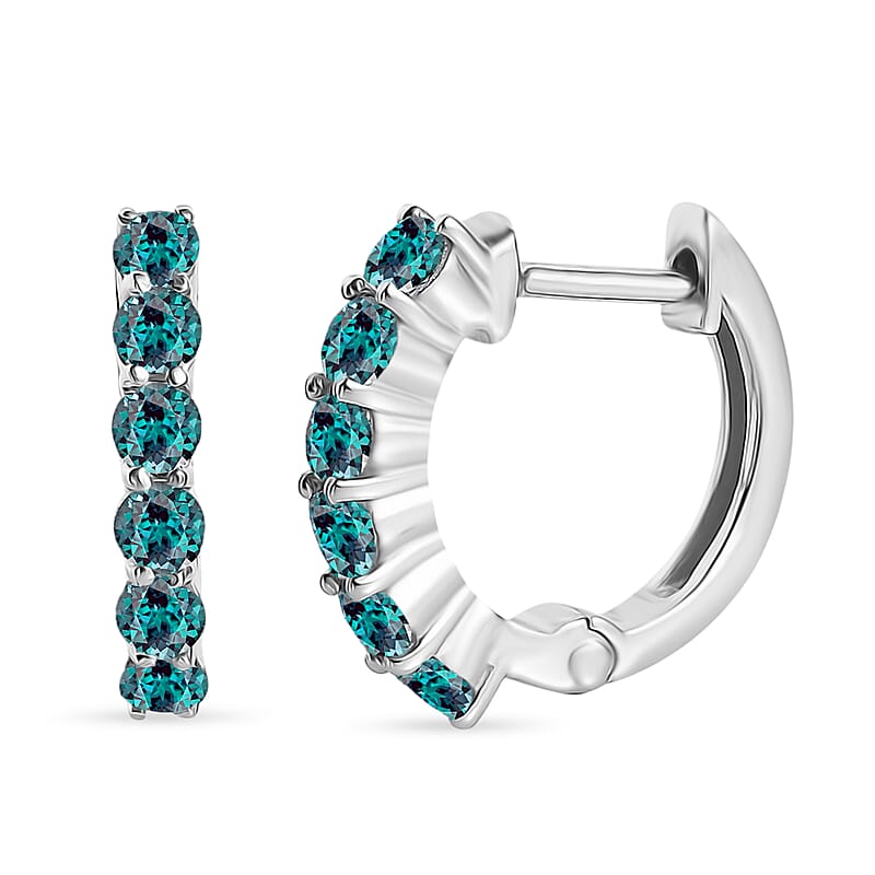 Narsipatnam Alexandrite Hoop Earrings in Rhodium Over Sterling Silver 1.01 ctw