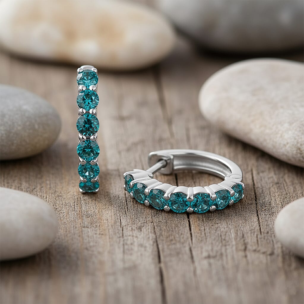 Narsipatnam Alexandrite Hoop Earrings in Rhodium Over Sterling Silver 1.01 ctw