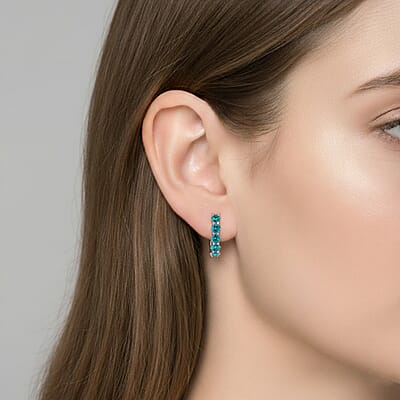Narsipatnam Alexandrite Hoop Earrings in Rhodium Over Sterling Silver 1.01 ctw