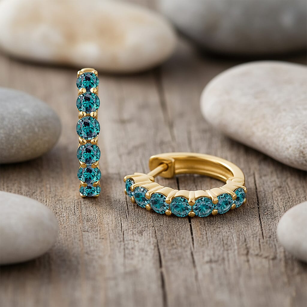 Narsipatnam Alexandrite Hoop Earrings in 18K Vermeil Yellow Gold Over Sterling Silver 1.01 ctw