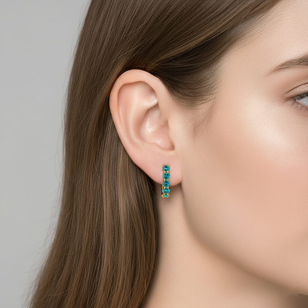 Narsipatnam Alexandrite Hoop Earrings in 18K Vermeil Yellow Gold Over Sterling Silver 1.01 ctw