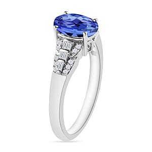 Luxoro AAA Tanzanite and G-H I2 Diamond 1.50 ctw Ring in 14K White Gold (Size 10.0) (Del. in 10-12 Days)