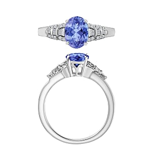 Luxoro AAA Tanzanite and G-H I2 Diamond 1.50 ctw Ring in 14K White Gold (Size 10.0) (Del. in 10-12 Days)