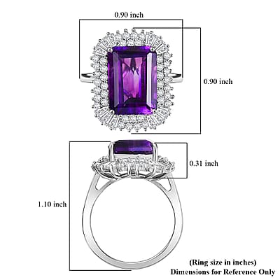 D'Joy AAA Moroccan Amethyst and Moissanite 8.50 ctw Eternal Blossom Ring in Rhodium Over Sterling Silver (Size 10.0)