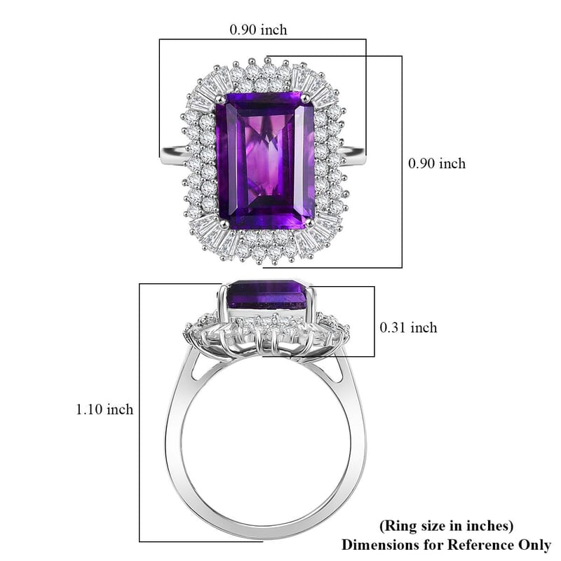 D'Joy AAA Moroccan Amethyst and Moissanite 8.50 ctw Eternal Blossom Ring in Rhodium Over Sterling Silver (Size 10.0)