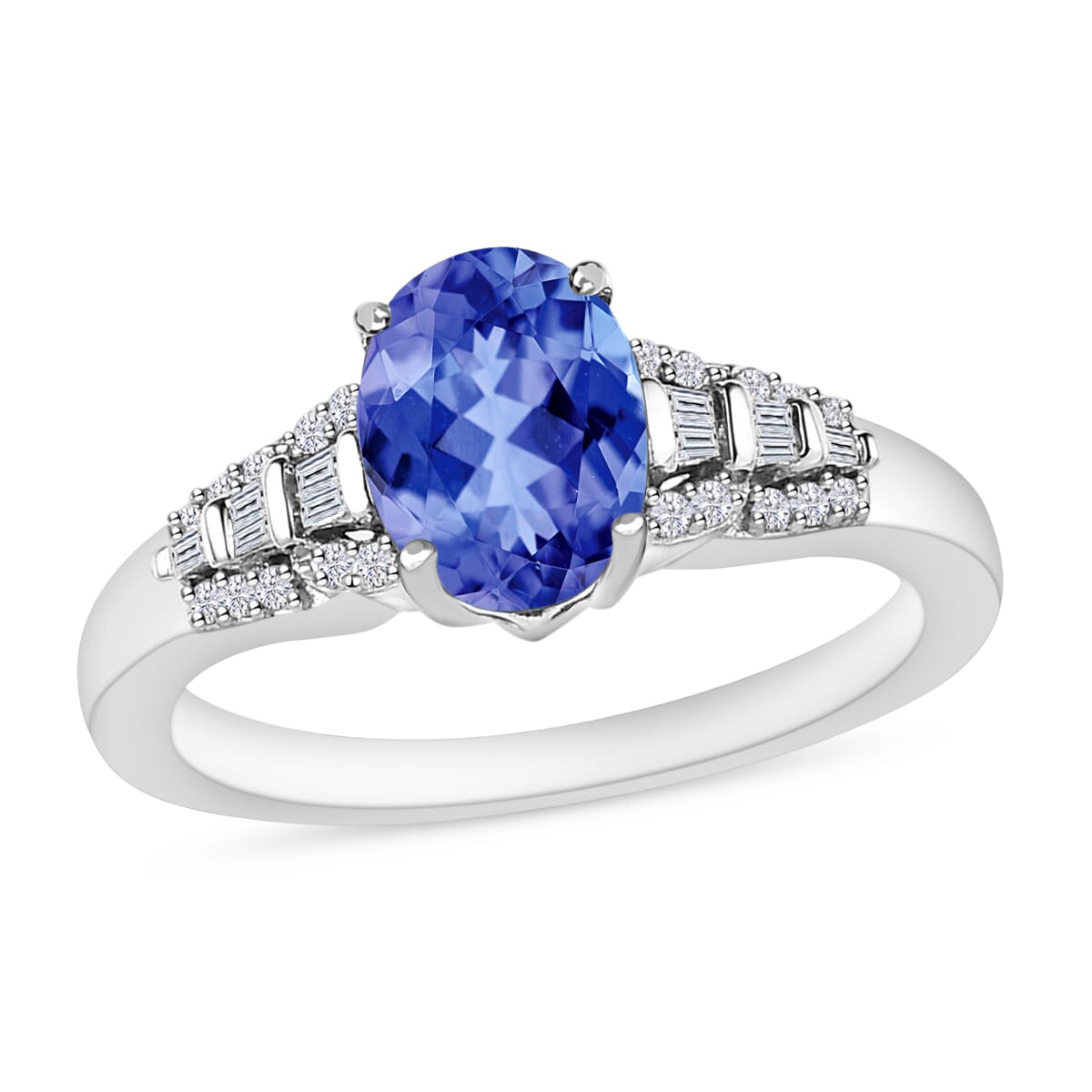 Luxoro Premium Tanzanite and G-H I2 Diamond 1.50 ctw Ring in 10K White Gold (Size 11.0) image number 0