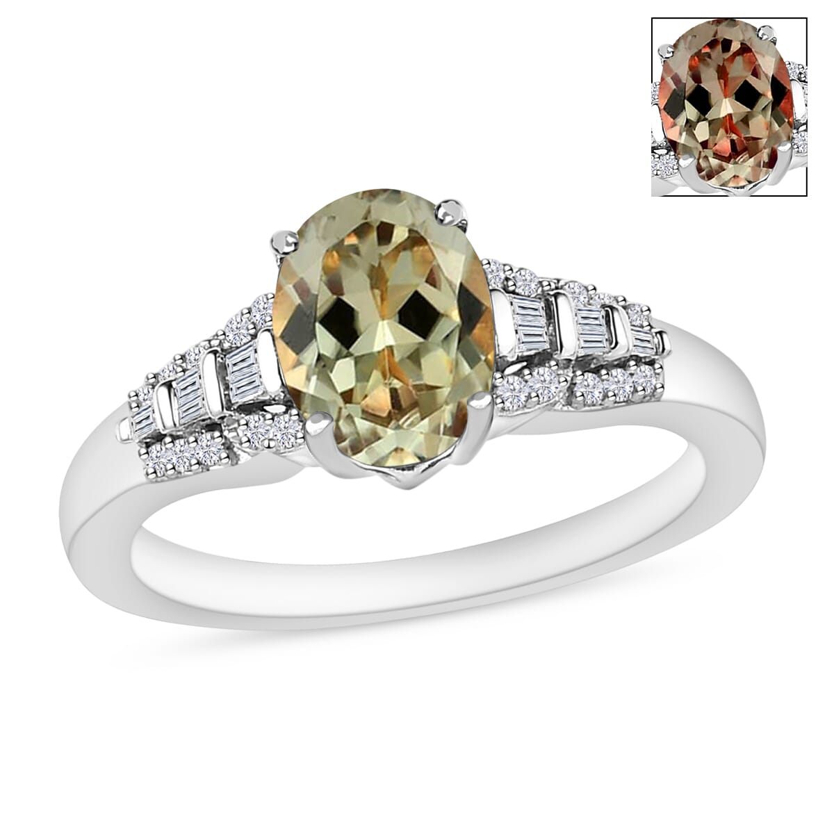 Luxoro AAA Turkizite and I2 Diamond 1.50 ctw Ring in 14K White Gold (Size 10.0) image number 0