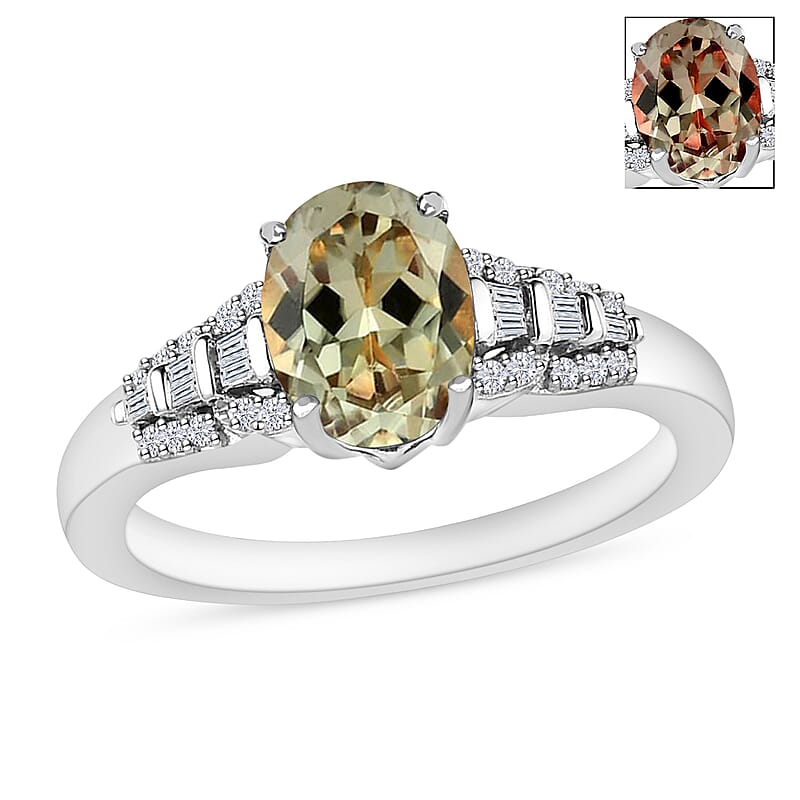 Luxoro AAA Turkizite and I2 Diamond 1.50 ctw Ring in 14K White Gold (Size 10.0) 4.9 Grams
