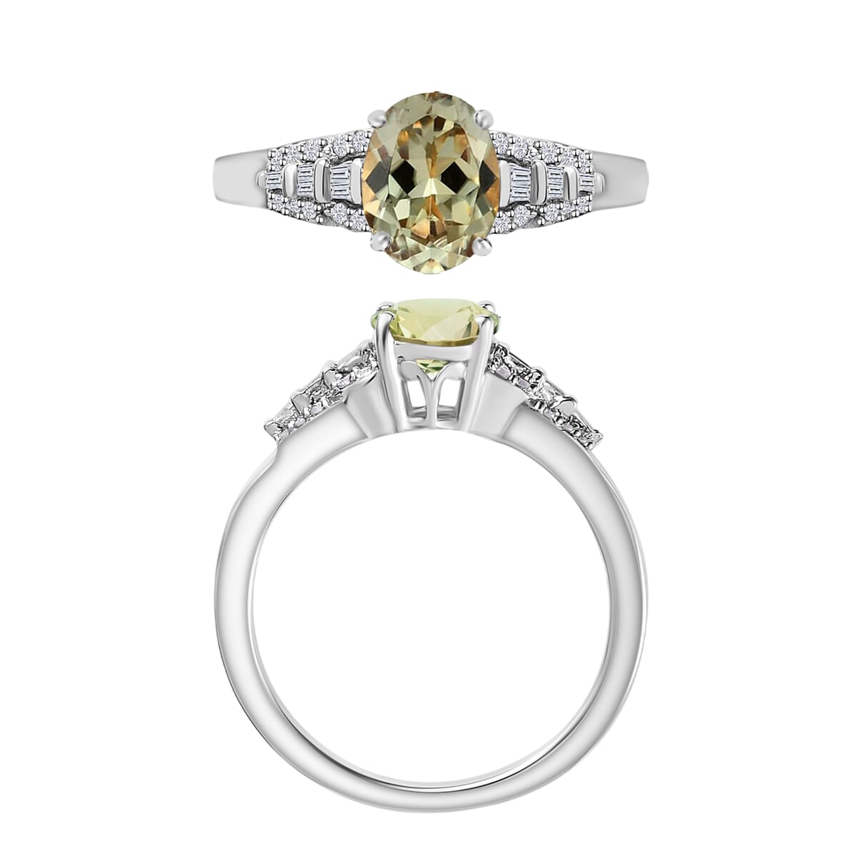 Luxoro AAA Turkizite and I2 Diamond 1.50 ctw Ring in 14K White Gold (Size 10.0) image number 3