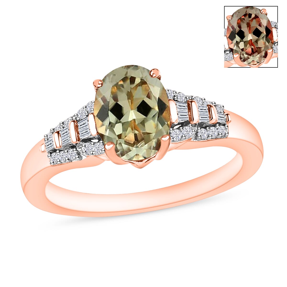 Luxoro AAA Turkizite and I2 Diamond 1.50 ctw Ring in 14K Rose Gold (Size 5.0) image number 0
