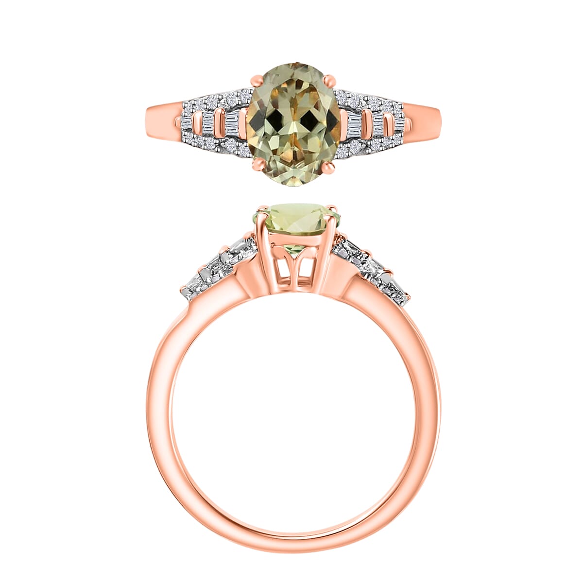 Luxoro AAA Turkizite and I2 Diamond 1.50 ctw Ring in 14K Rose Gold (Size 5.0) image number 3