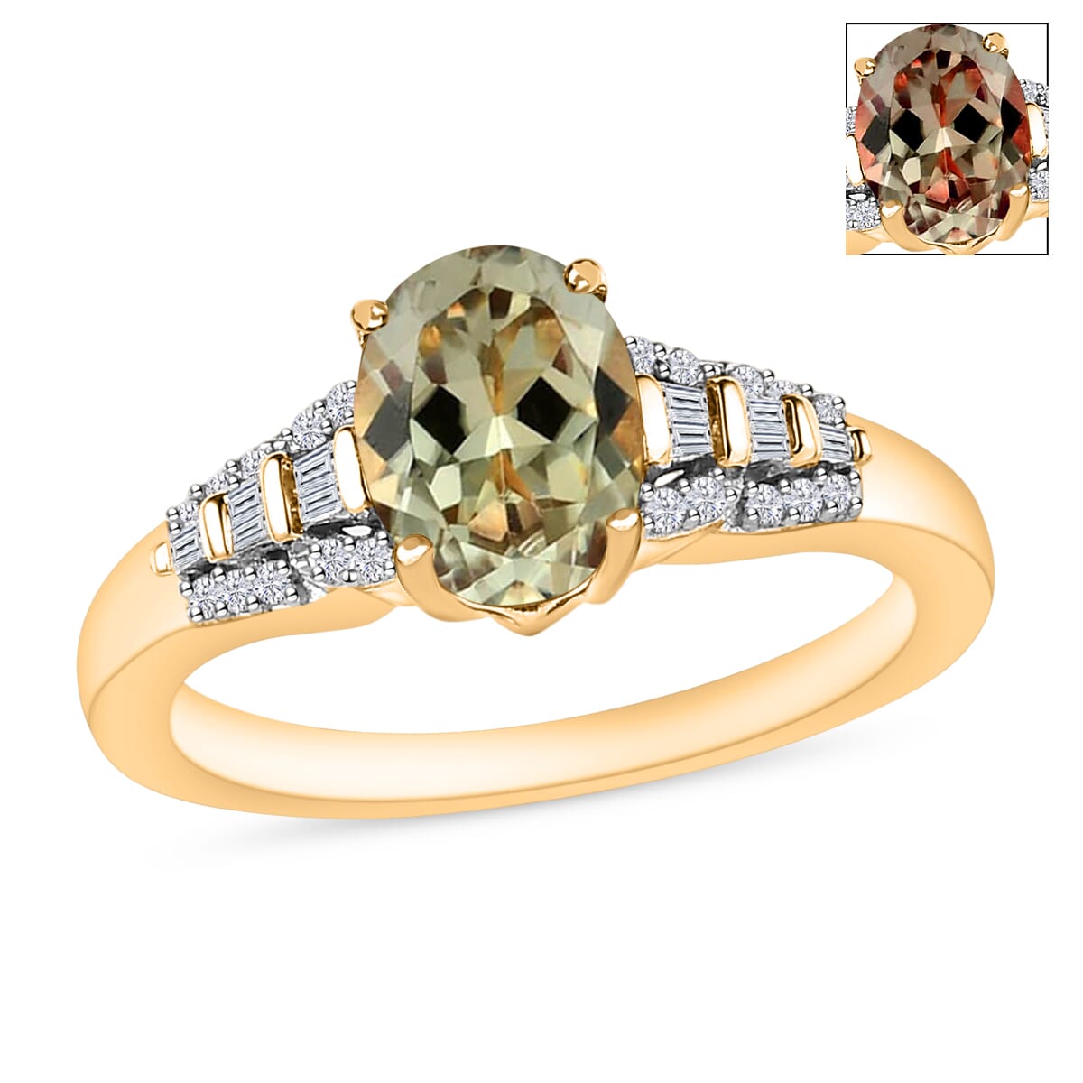 Luxoro AAA Turkizite and I2 Diamond 1.50 ctw Ring in 14K Yellow Gold (Size 4.5) image number 0