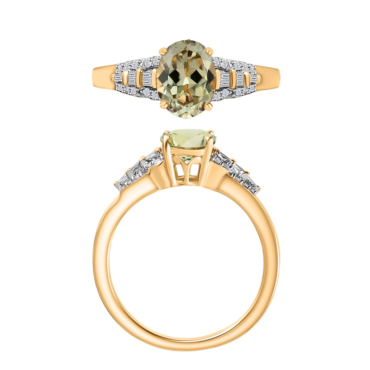 Luxoro AAA Turkizite and I2 Diamond 1.50 ctw Ring in 14K Yellow Gold (Size 4.5) image number 3
