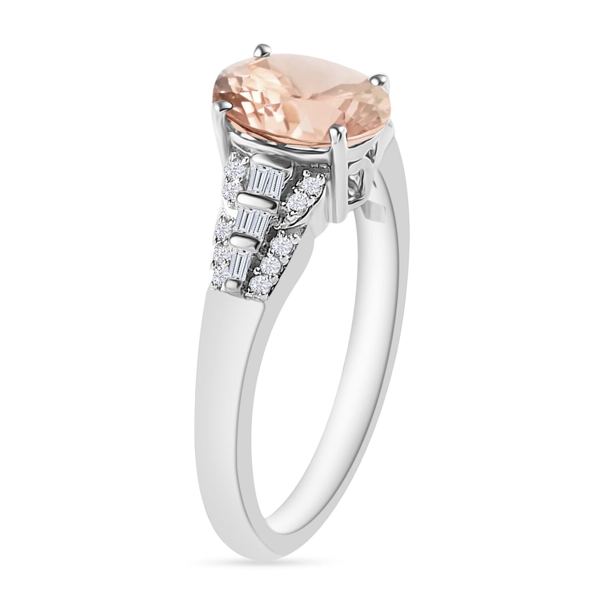 Luxoro Premium Marropino Morganite and G-H I2 Diamond 1.50 ctw Ring in 14K White Gold (Size 10.0) image number 2