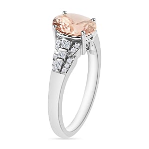 Luxoro Premium Marropino Morganite and G-H I2 Diamond 1.50 ctw Ring in 14K White Gold (Size 10.0) (Del. in 10-12 Days)