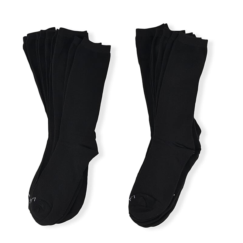 La Marey Set of 10 Pairs 97% Polyester and 3% Spandex Kneehigh Socks - Black