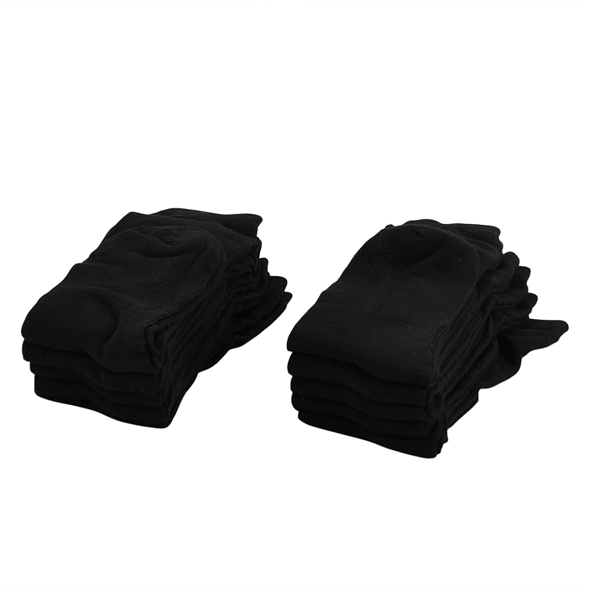 Set of 10 Pairs 97% Polyester and 3% Spandex Kneehigh Socks - Black image number 1