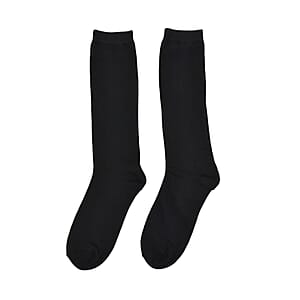 Set of 10 Pairs 97% Polyester and 3% Spandex Kneehigh Socks - Black