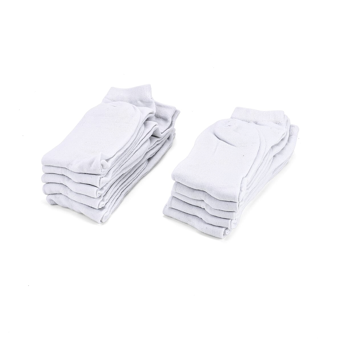 Set of 10 Pairs 97% Polyester and 3% Spandex Kneehigh Socks - White image number 1