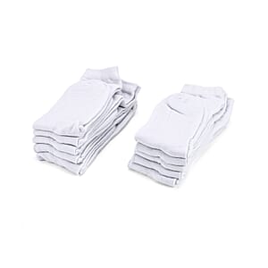 Set of 10 Pairs 97% Polyester and 3% Spandex Kneehigh Socks - White