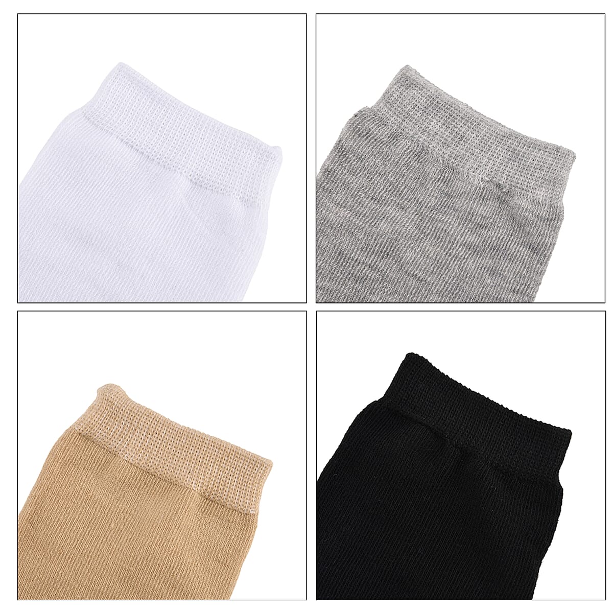 Set of 10 Pairs 97% Polyester and 3% Spandex Kneehigh Socks - Black, White, Gray and Beige image number 5