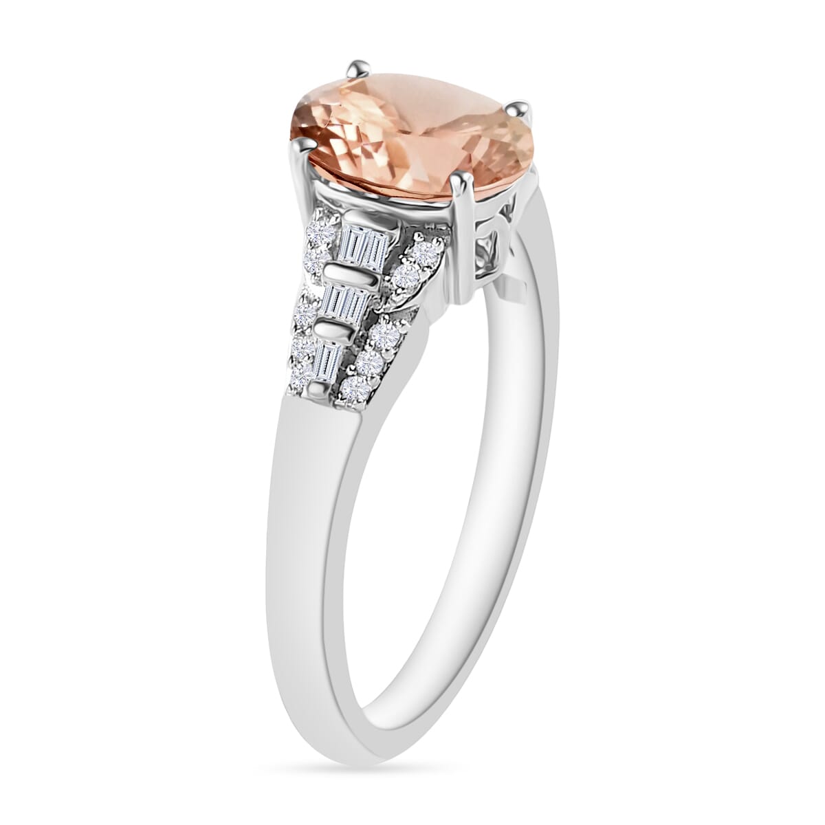Luxoro Premium Marropino Morganite and G-H I2 Diamond 1.50 ctw Ring in 10K White Gold (Size 12.0) image number 2