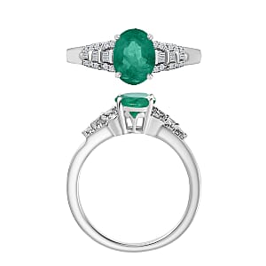 Luxoro Premium Kagem Zambian Emerald and G-H I2 Diamond 1.50 ctw Ring in 10K White Gold (Size 10.0) (Del. in 10-12 Days)