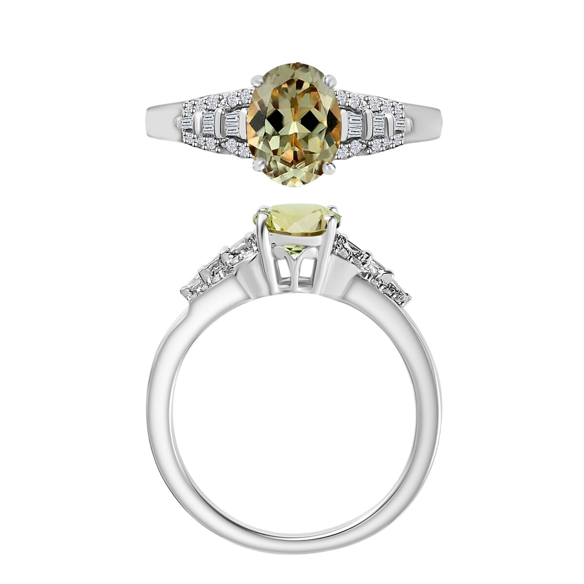 Luxoro AAA Turkizite and G-H I2 Diamond 1.50 ctw Ring in 10K White Gold (Size 4.5) image number 3