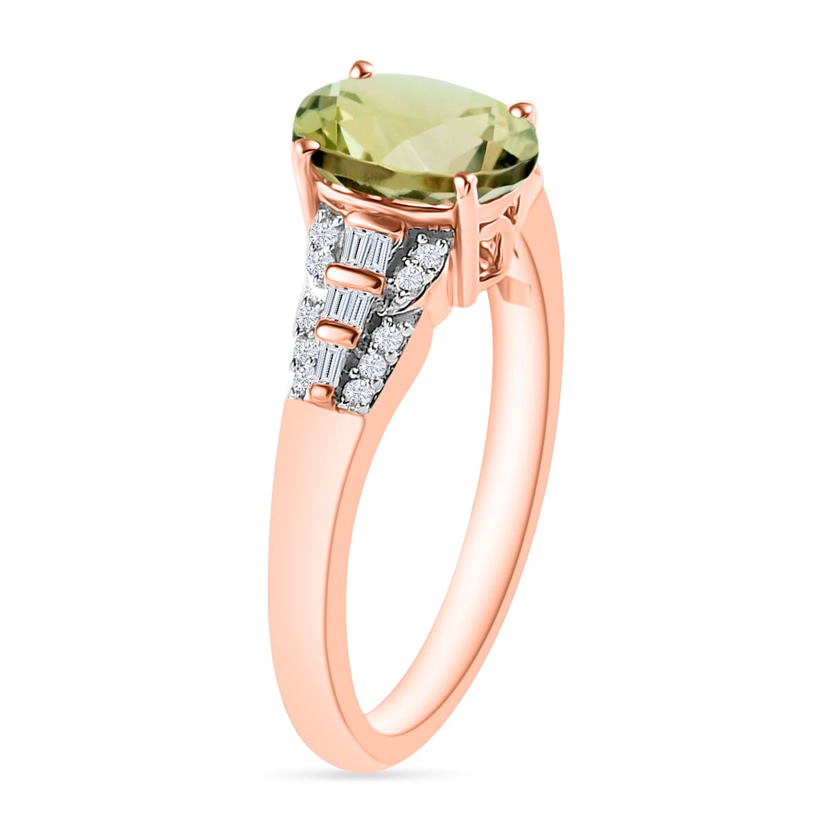 Luxoro AAA Turkizite and G-H I2 Diamond 1.50 ctw Ring in 10K Rose Gold (Size 11.0) image number 2