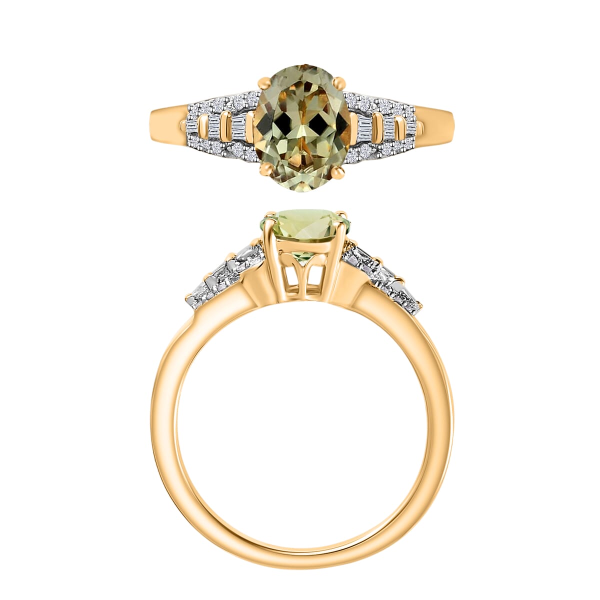 Luxoro AAA Turkizite and G-H I2 Diamond 1.50 ctw Ring in 10K Yellow Gold (Size 11.5) image number 3