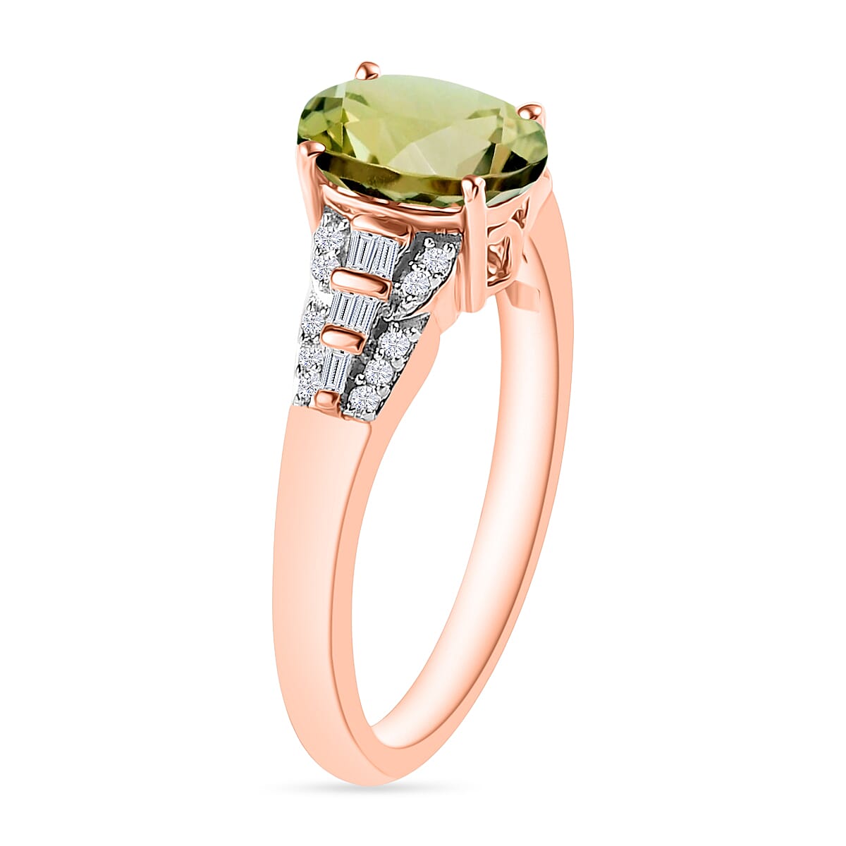 AAA Turkizite and Diamond 1.50 ctw Ring in 18K Vermeil Rose Gold Over Sterling Silver (Size 10.0)