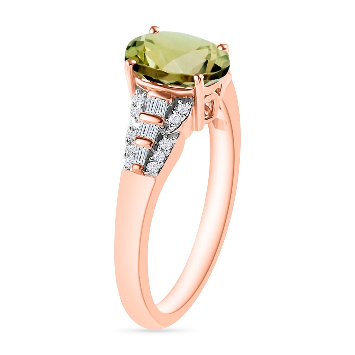AAA Turkizite and Diamond 1.50 ctw Ring in 18K Vermeil Rose Gold Over Sterling Silver (Size 10.0) image number 2