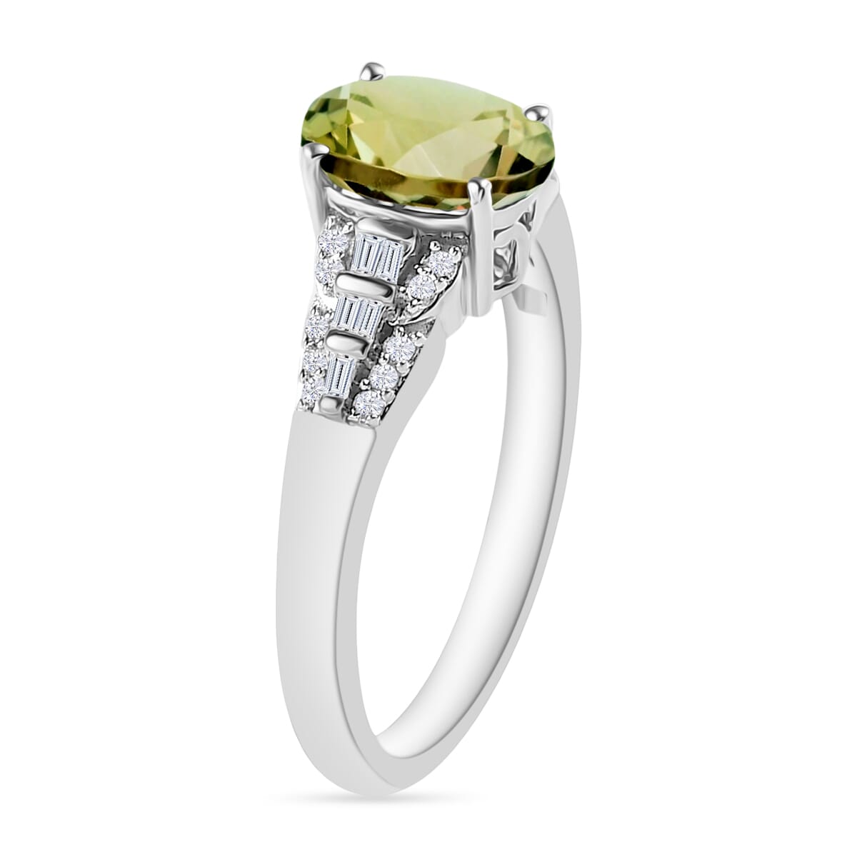 AAA Turkizite and Diamond 1.50 ctw Ring in Rhodium Over SSterling Silver (Size 4.5) image number 2
