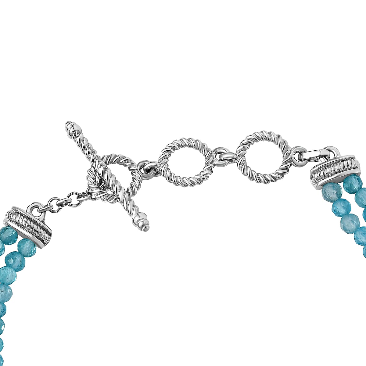 D'Joy Lagoon Apatite 31.00 ctw Chrysanthemum Flower Bracelet in Rhodium Over Sterling (6.50-8.0In) image number 3