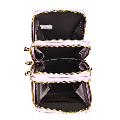 Passage Light Purple Crocodile Embossed Faux Leather Crossbody Bag with Shoulder Strap 47 Inches