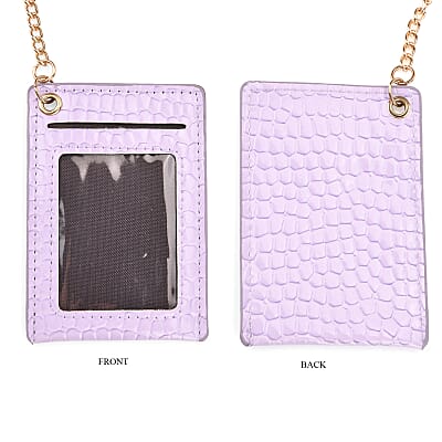 Passage Light Purple Crocodile Embossed Faux Leather Crossbody Bag with Shoulder Strap 47 Inches