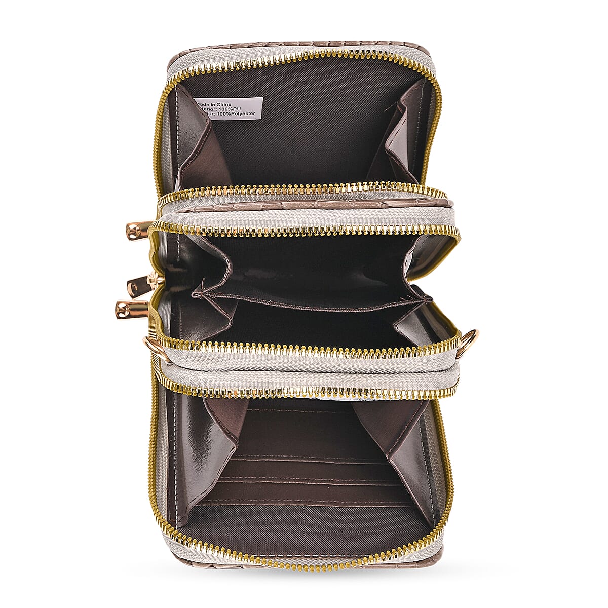 Passage Grey Crocodile Embossed Faux Leather Crossbody Bag with Shoulder Strap 47 Inches image number 5