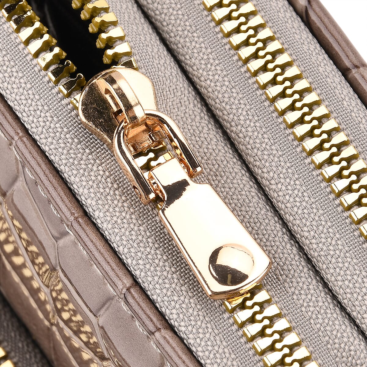 Passage Grey Crocodile Embossed Faux Leather Crossbody Bag with Shoulder Strap 47 Inches image number 7