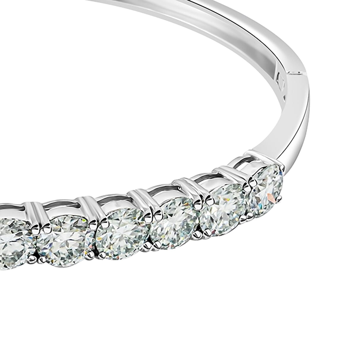 Green Moissanite 11.00 ctw Bangle Bracelet in Rhodium Over Sterling Silver (7.50 In) image number 3