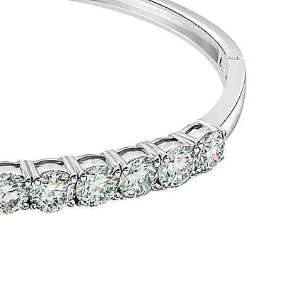 Green Moissanite 11.00 ctw Bangle Bracelet in Rhodium Over Sterling Silver (7.50 In)