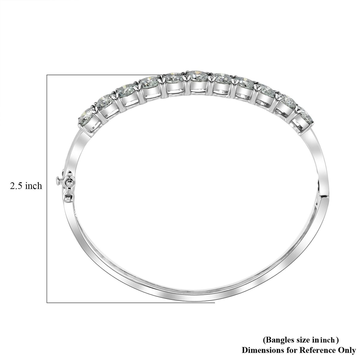 Green Moissanite 11.00 ctw Bangle Bracelet in Rhodium Over Sterling Silver (7.50 In) image number 4