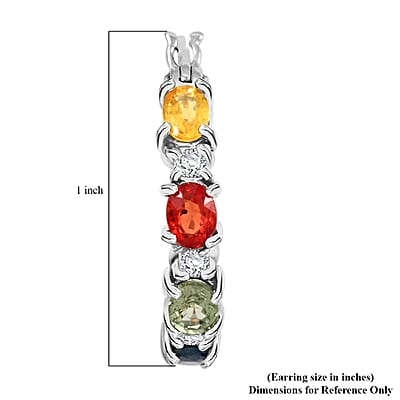 Multi Sapphire and White Zircon 1.70 ctw Earrings in Rhodium Over Sterling Silver 