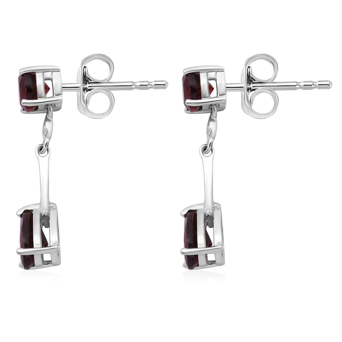 Mozambique Garnet 3.15 ctw Earrings in Rhodium Over Sterling Silver  image number 3