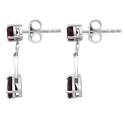 Mozambique Garnet 3.15 ctw Earrings in Rhodium Over Sterling Silver 