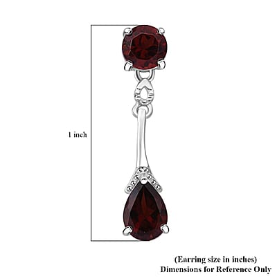 Mozambique Garnet 3.15 ctw Earrings in Rhodium Over Sterling Silver 