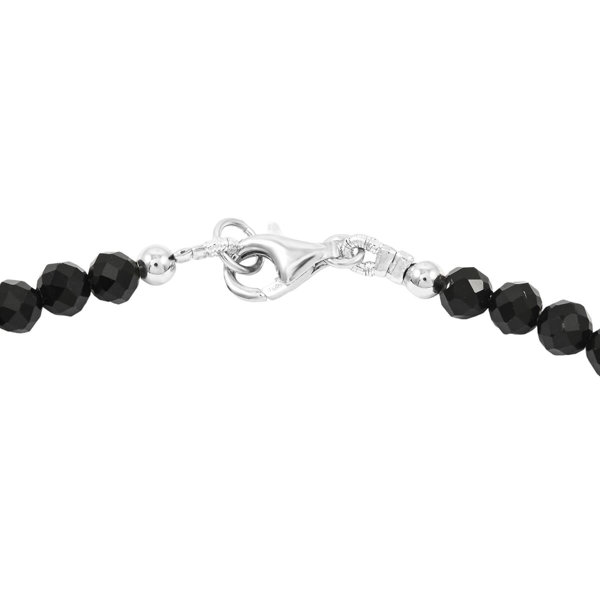 Thai Black Spinel 55.00 ctw Beaded Necklace 18 Inches in Sterling Silver  image number 3