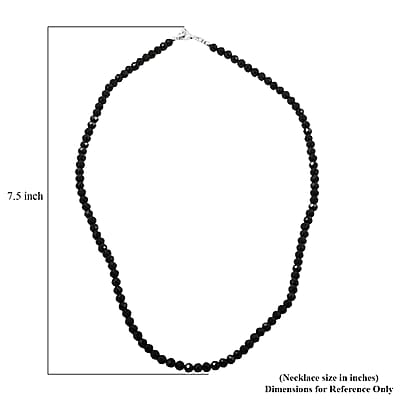 Thai Black Spinel 55.00 ctw Beaded Necklace 18 Inches in Sterling Silver 